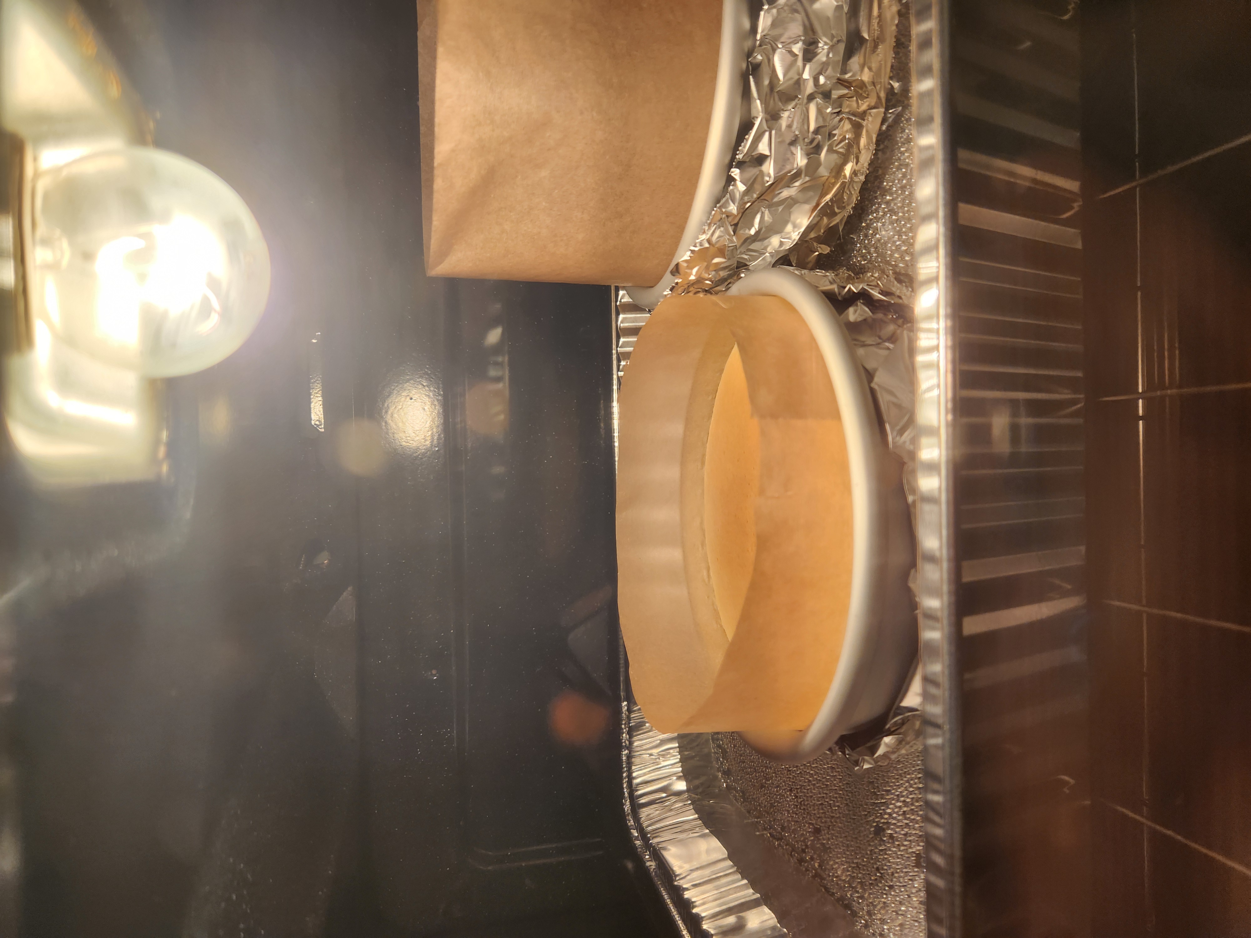 finished cake in oven