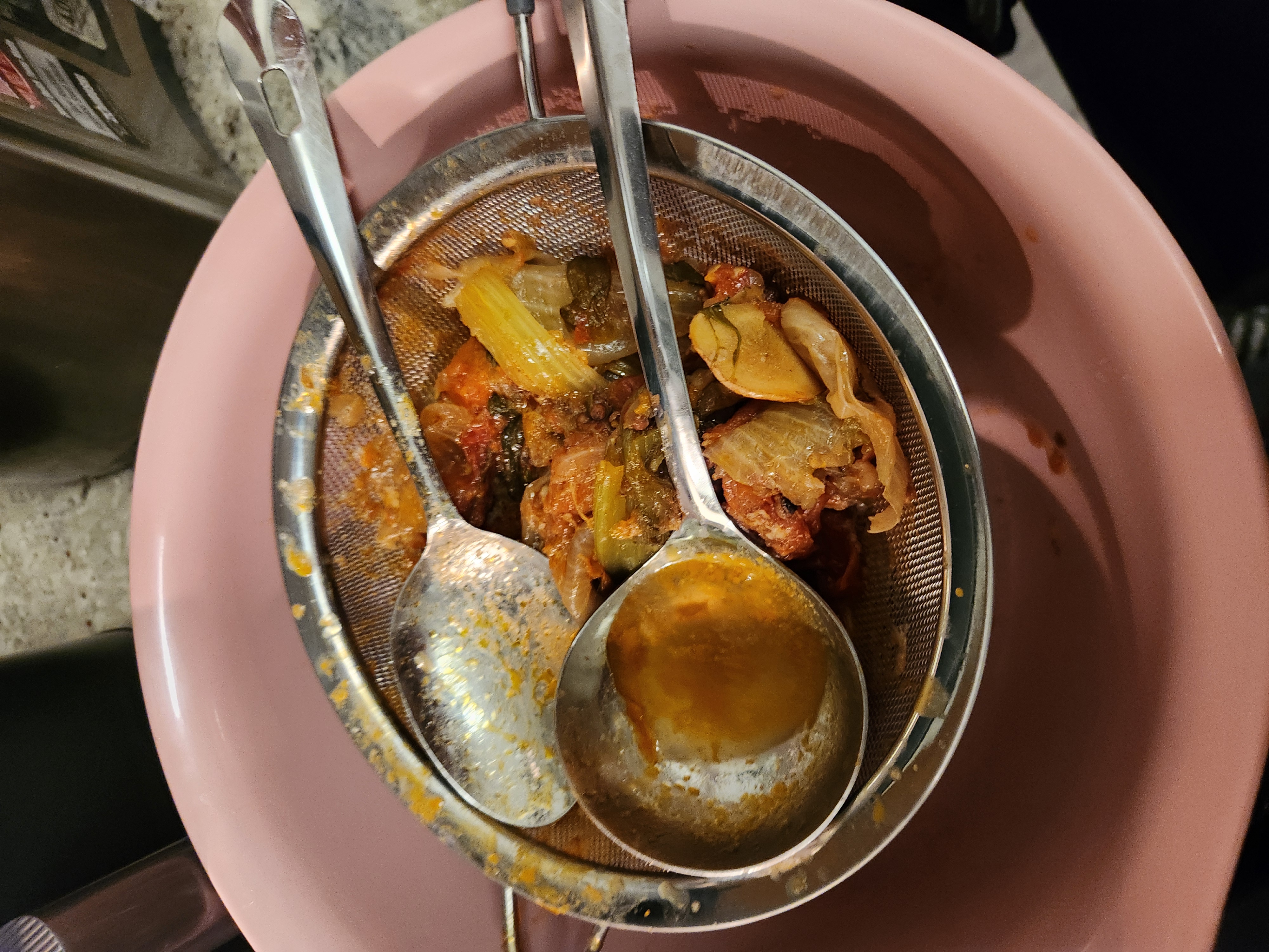 leftover veggies and residue