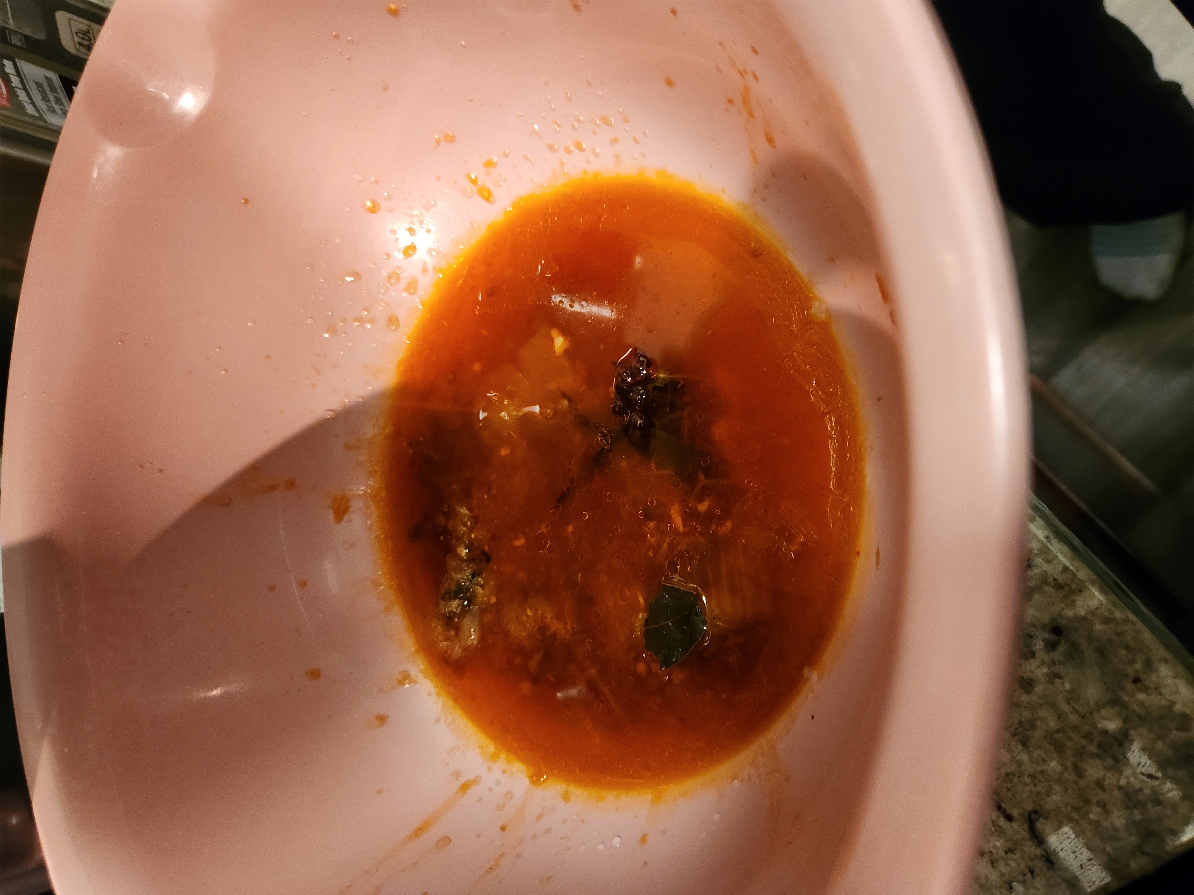 oil remnants after straining